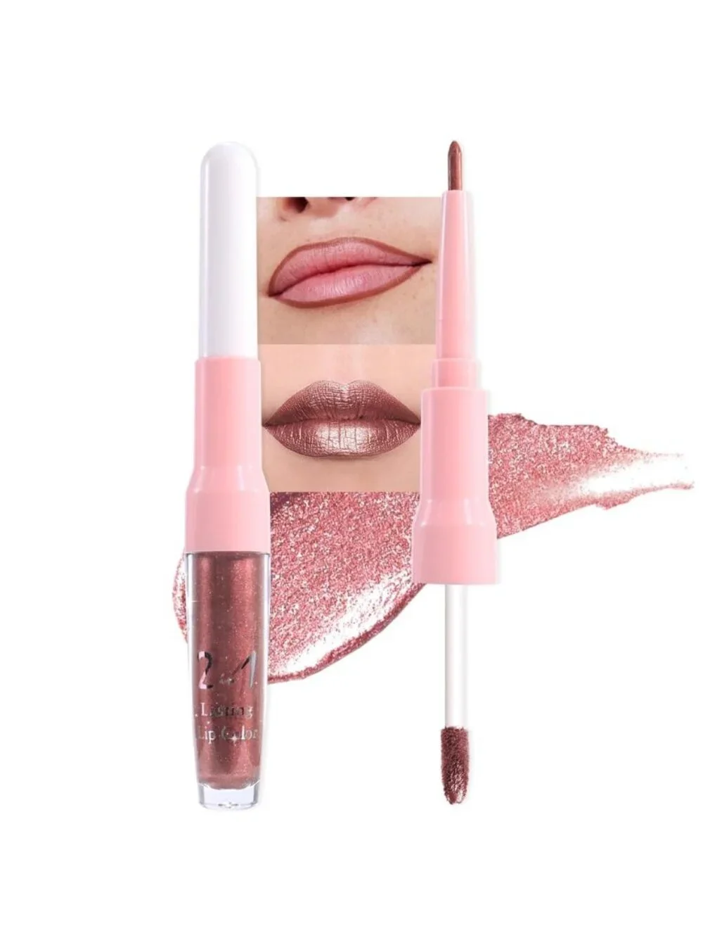 Womens 06# Dark Bronze-Metallic Glitter Liquid Lipstick lippies Lip Gloss